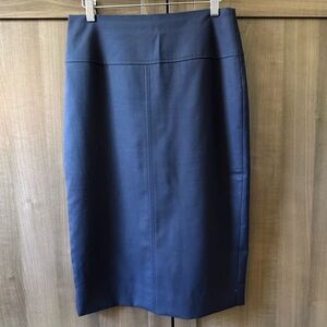 J. Crew Telegraph Pencil Skirt in Super 120s Wool. Navy Blue, Size 2, Midi